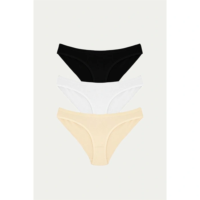 Will Like Pamuklu Siyah Beyaz Ten Rengi 3lü Külot