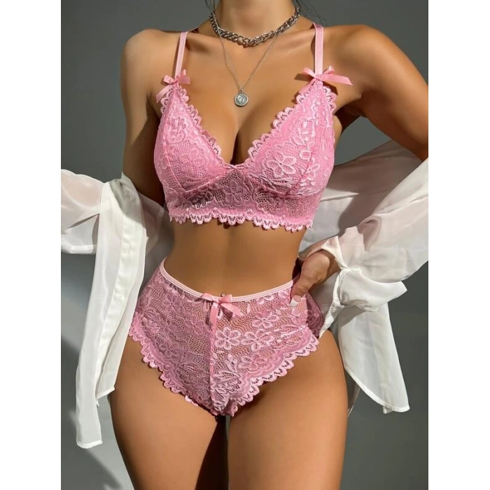 Will Like Pembe Dantelli Fantezi Bralet Sütyen Takımı