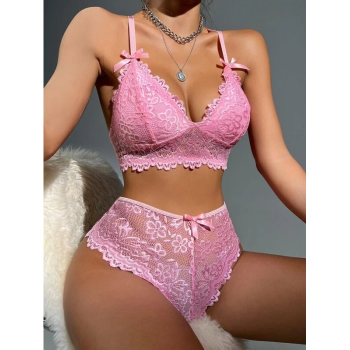 Will Like Pembe Dantelli Fantezi Bralet Sütyen Takımı