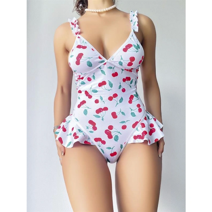 Will Like Vişne Desenli Fantezi Body