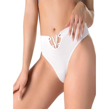 Will Like Beyaz V Metal Aksesuarlı Yüksek Bel String Tanga