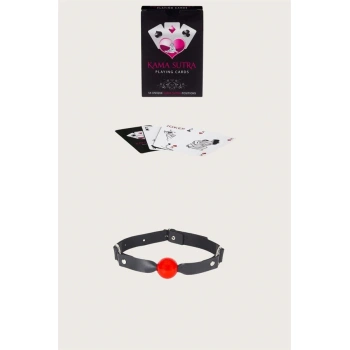 Will Like Sexy Görselli Oyun Kartı Kama Sutra Siyah Kırmızı Ağız Topu Set