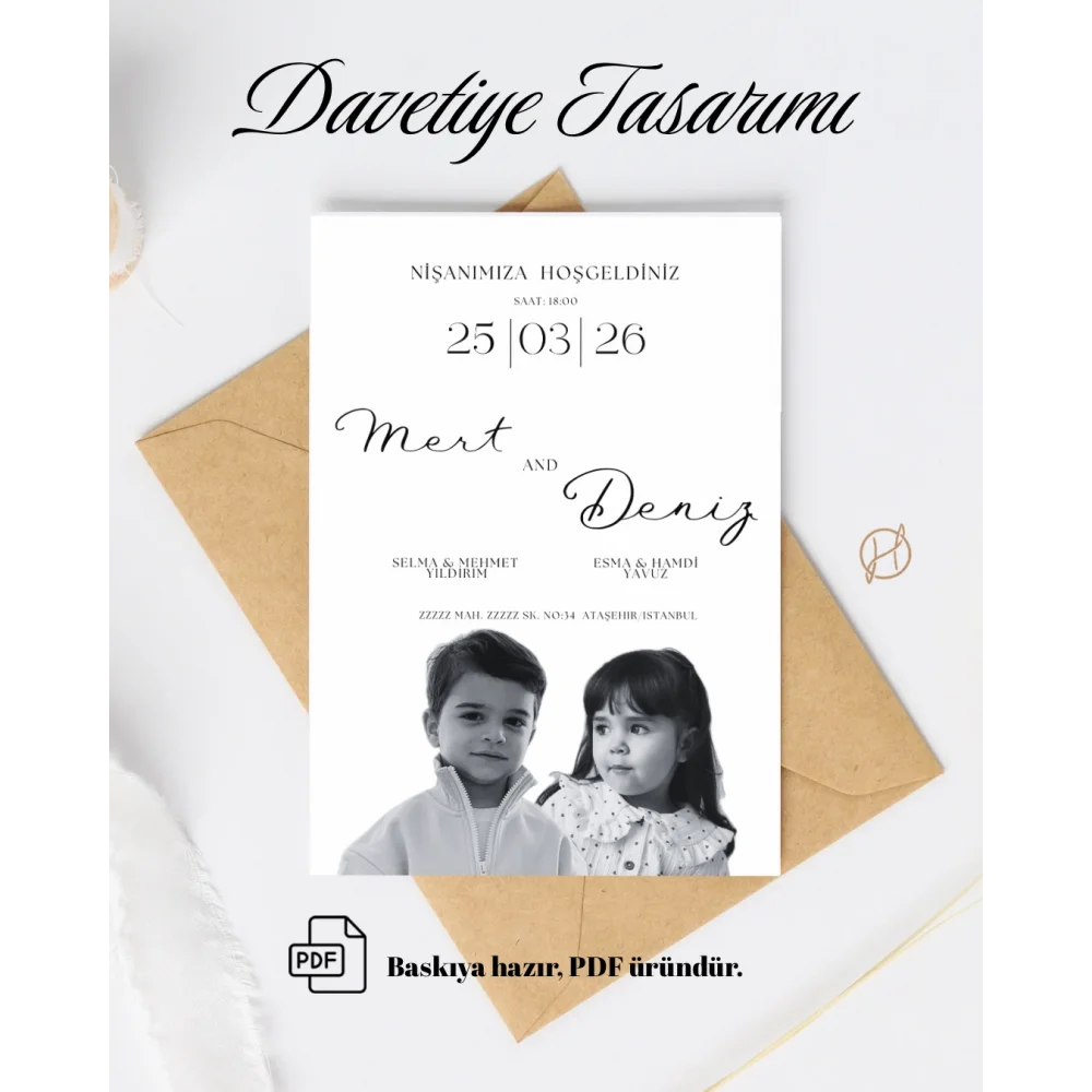 Düğün/Nişan Davetiyesi (PDF ürün)
