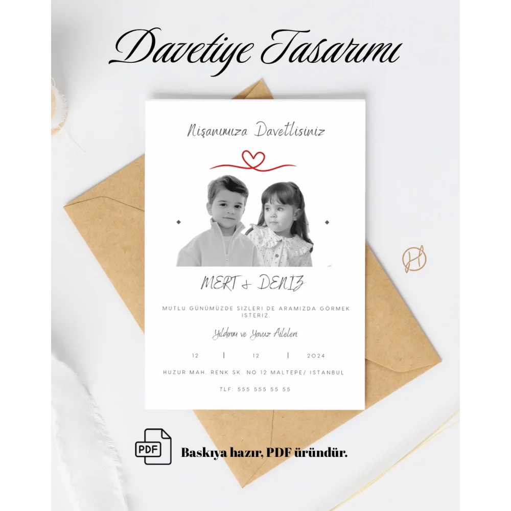 Düğün/Nişan Davetiyesi (PDF ürün)