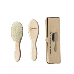 Ahşap Doğal Keçi Kılı Bebek Saç Fırçası