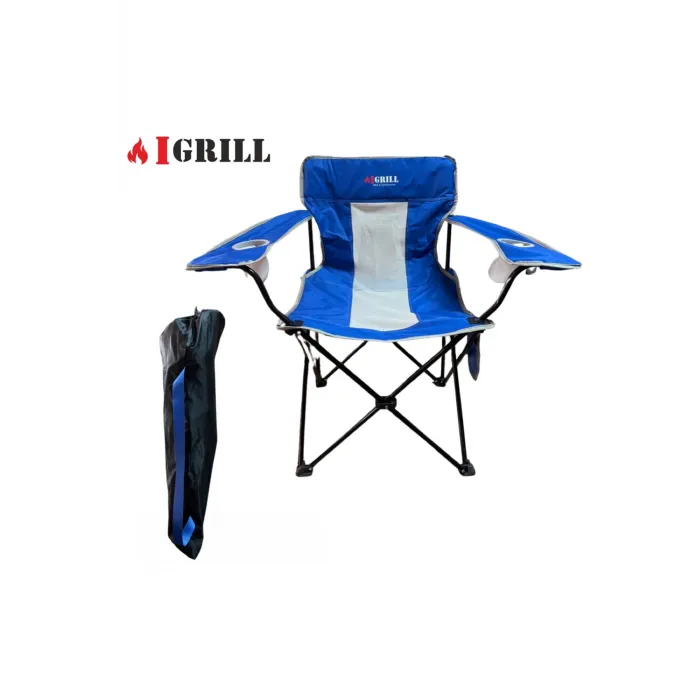 IGRILL Blue Foldable Camping, Picnic, and Beach Chair | Carrying Bag