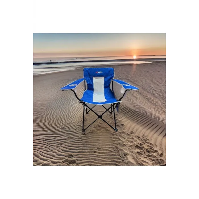 IGRILL Blue Foldable Camping, Picnic, and Beach Chair | Carrying Bag
