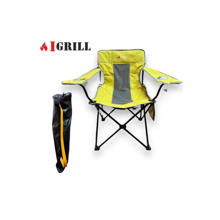 IGRILL Sarı Katlanır Kamp, Piknik ve Plaj Sandalyesi | Taşıma Çantalı