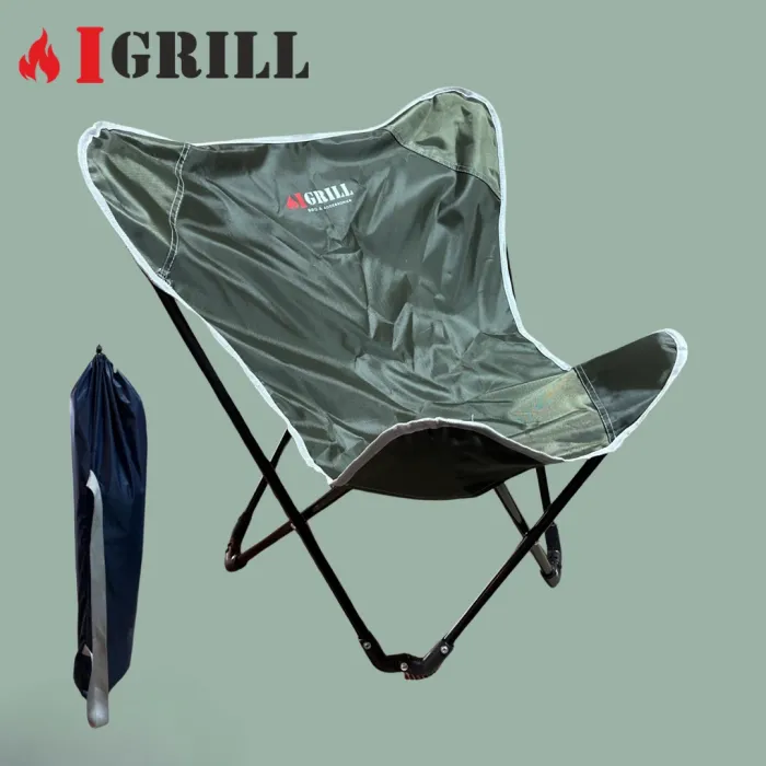IGRILL Koyu Yeşil Katlanır Taşıma Çantalı Portatif Kamp Sandalyesi