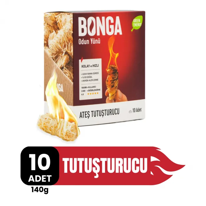 Bonga Odun Yünü Kolay Ateş Tutuşturucu (10 Adet - 140 Gr)
