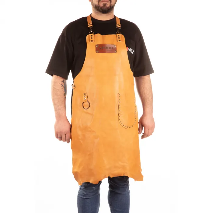 IGRILL Leather Apron Open Brown Adjustable Strap Crazy Leather Craftsmanship Apron