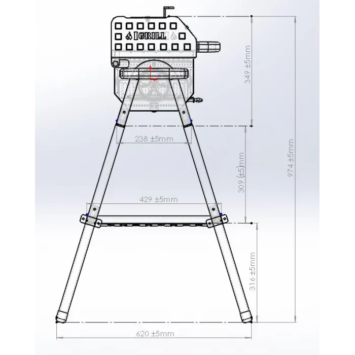 IGRILL Barbekü Cube 402 mm Kömürlü Mangal (Gri)