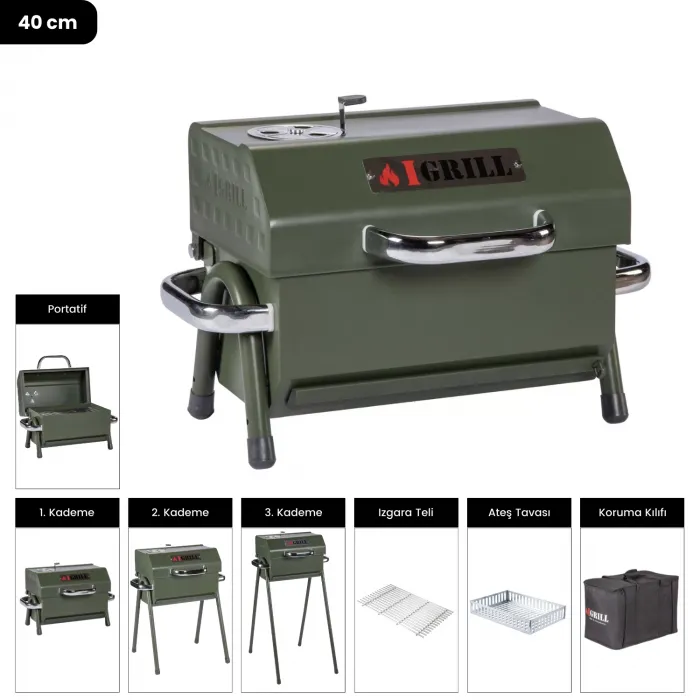 IGRILL Barbecue Cube 402 mm Charcoal Grill (Green)