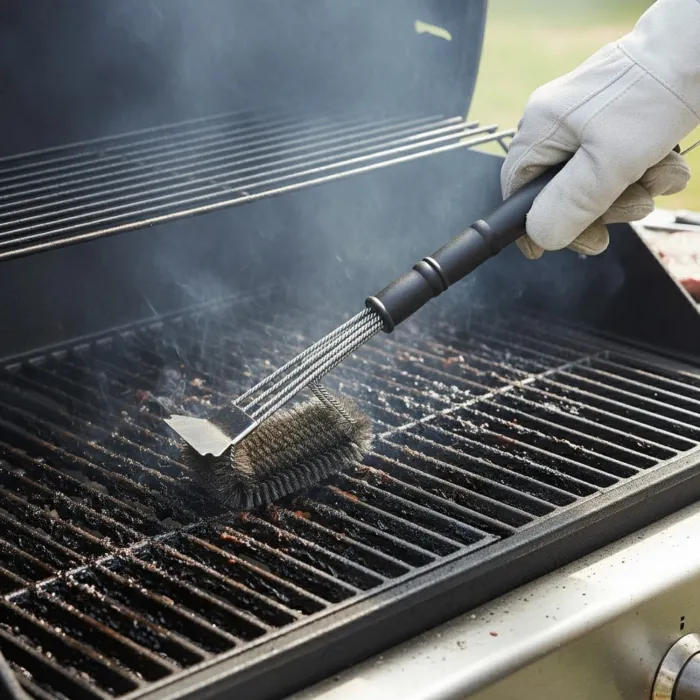 IGRILL BBQ Four-Row Steel Cleaning Brush and Scraping Blade