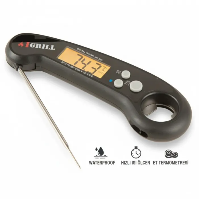 IGRILL Meat Thermometer Waterproof Digital Fast Heat Indicator (Black)