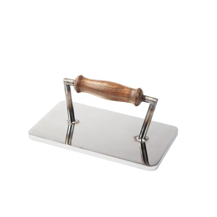 IGRILL Smash Burger Meat Press with Wooden Handle Rectangular