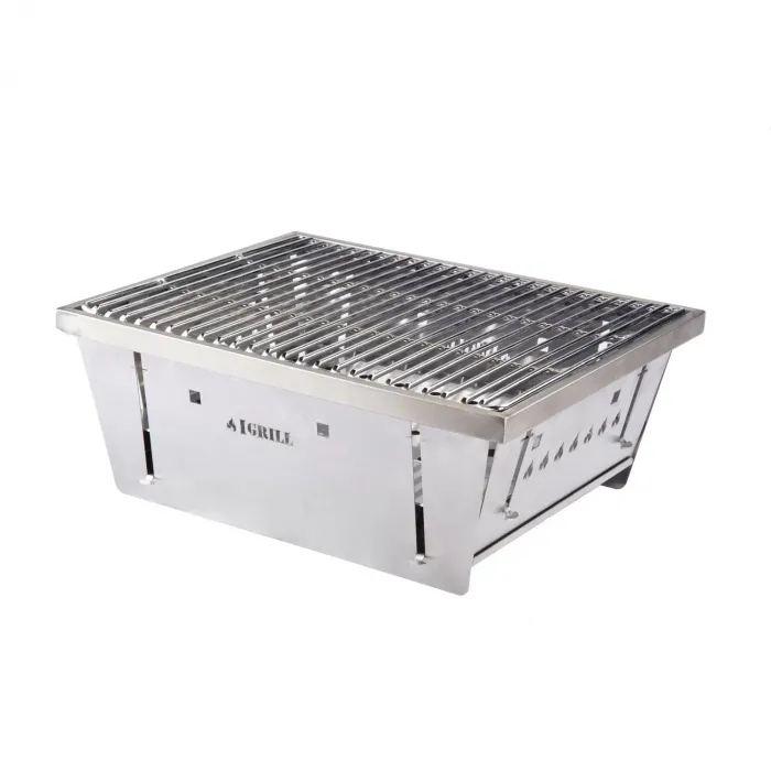 IGRILL Foldable Portable Grill with Bag and Foldable Charcoal Starter Chimney - GrillFlue Forest Kit