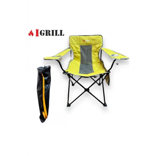 IGRILL Yellow Folding Camping, Picnic and Beach Chair | With Carrying Bag