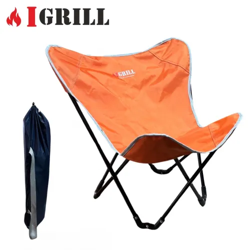IGRILL Orange Foldable Portable Camping Chair with Carrying Bag