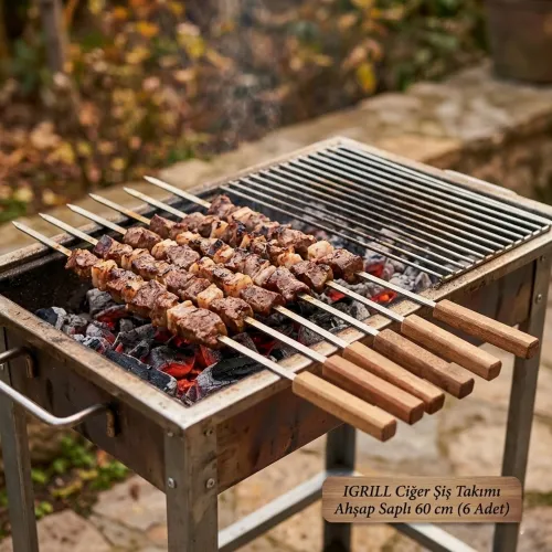 IGRILL Liver Skewer Set Wooden Handle 60 cm (6 Pieces)