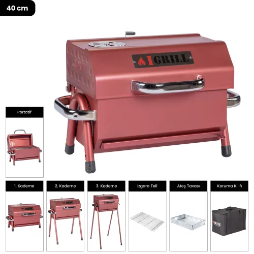 IGRILL BBQ Cube 402 mm Charcoal Grill (Red)