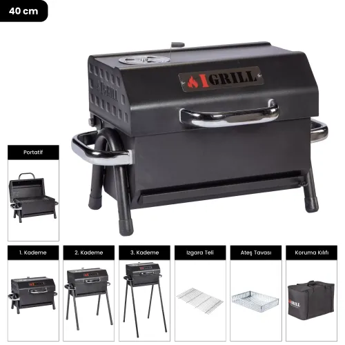 IGRILL Barbecue Cube 402 mm Charcoal Grill (Black)