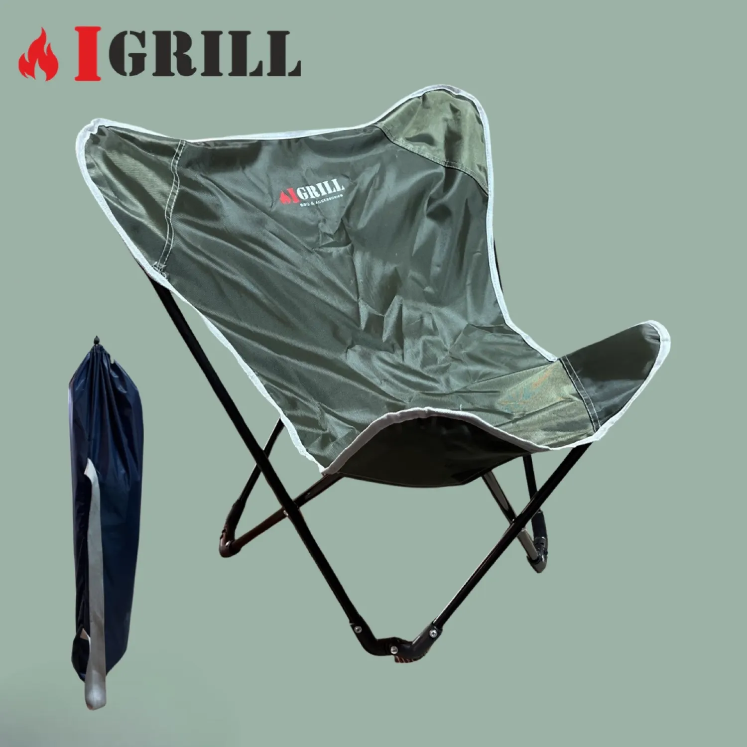 IGRILL Dark Green Folding Carry Bag Portable Camping Chair