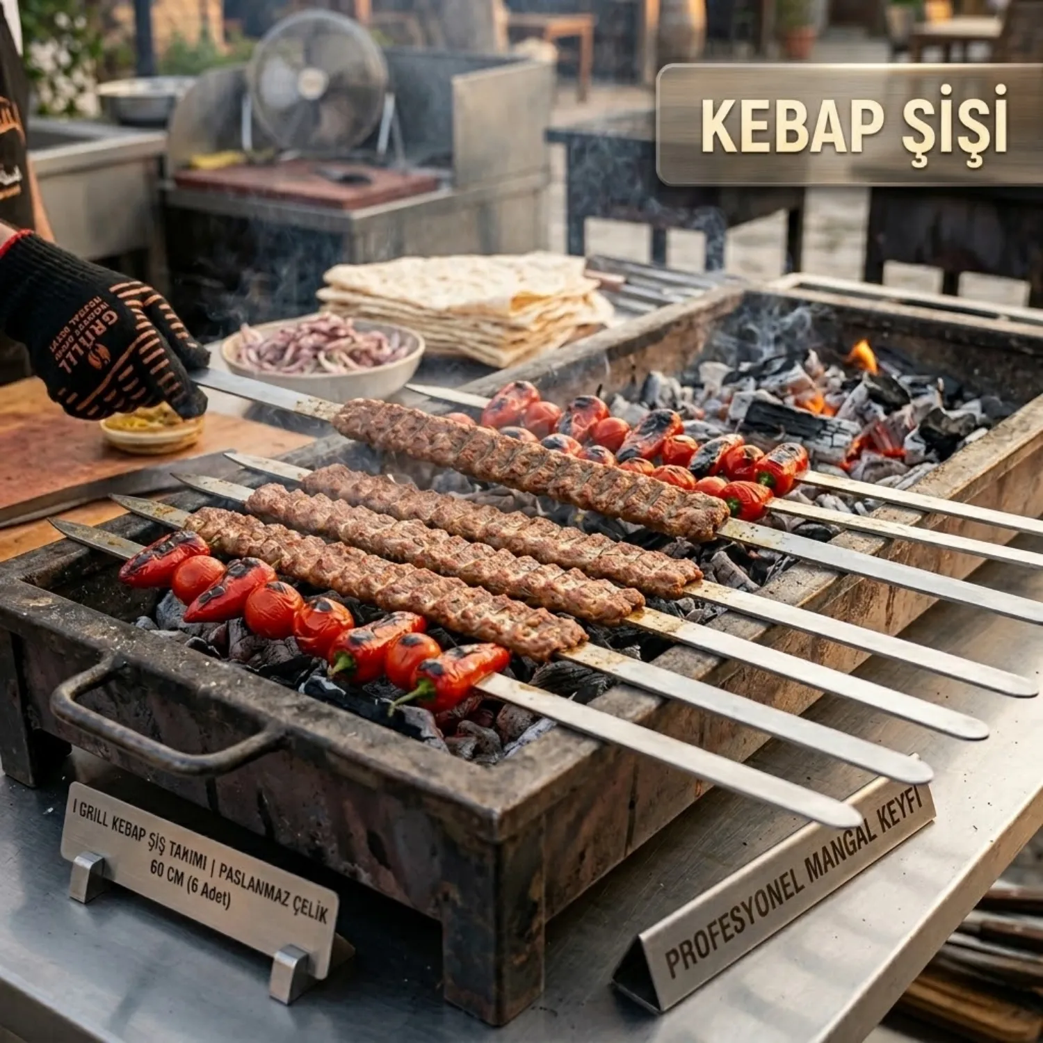 IGRILL Kebap Şiş Takımı Paslanmaz Çelik 60 cm (6 Adet)