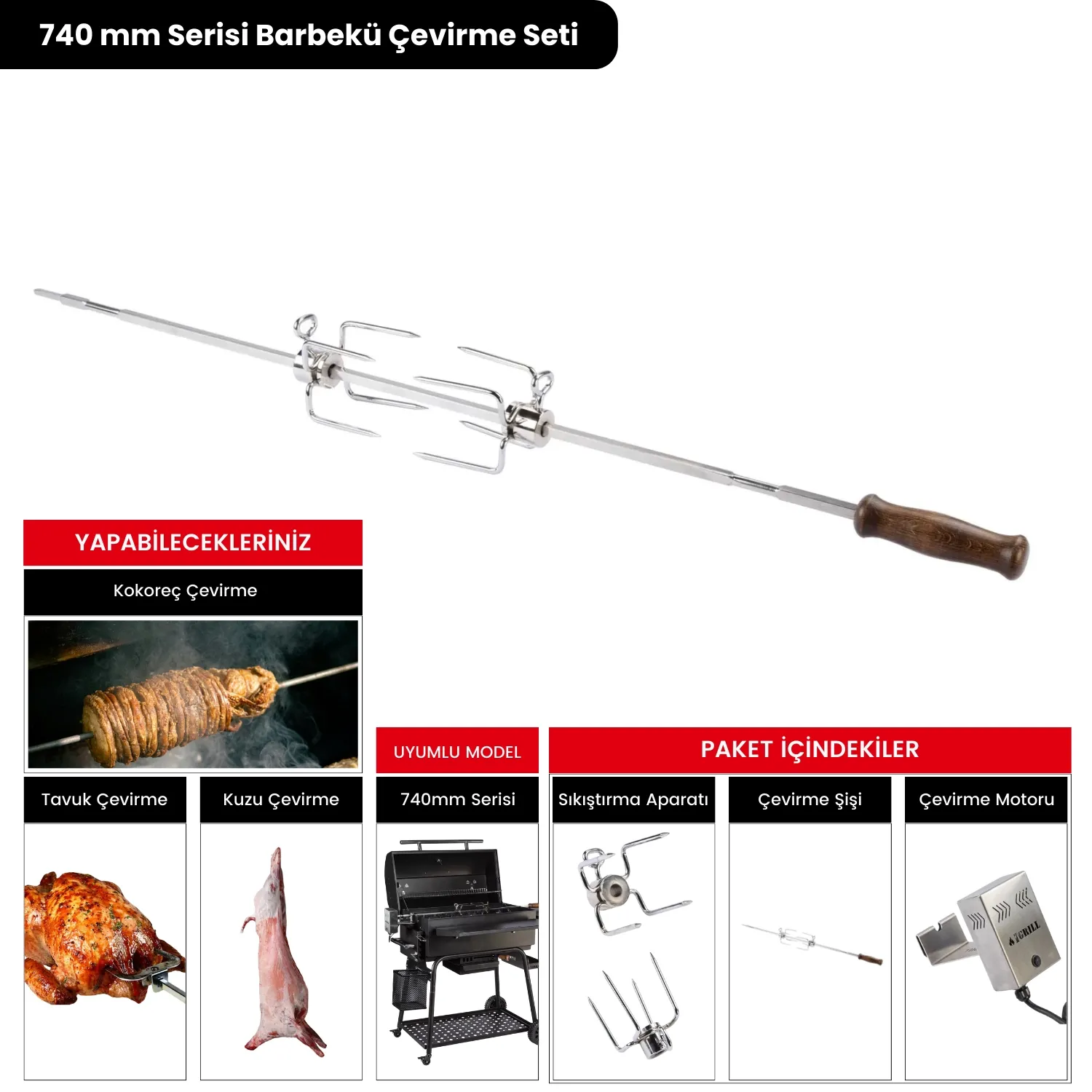 IGRILL Barbecue Rotisserie Set | 740 mm Series