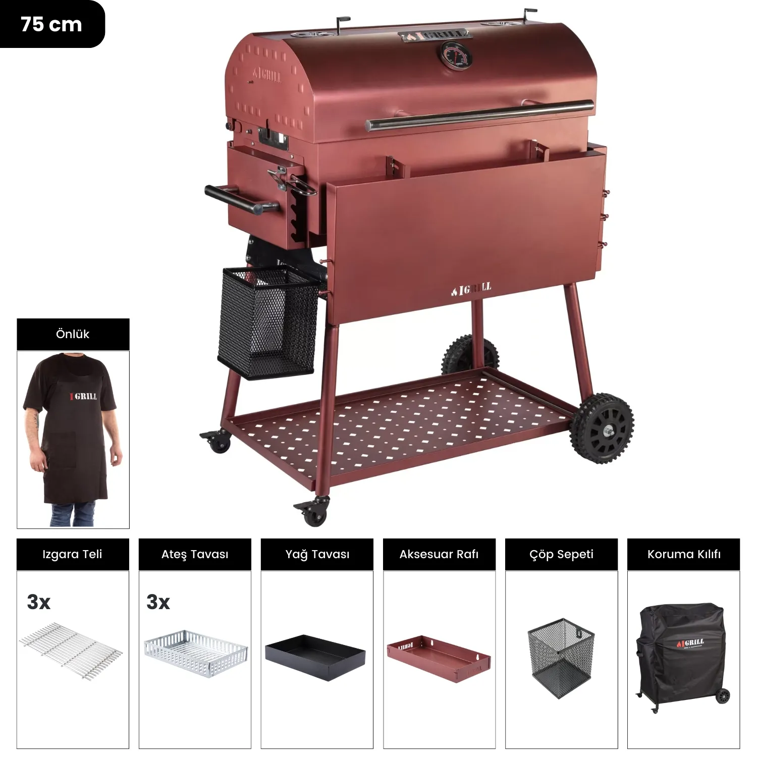 IGRILL BBQ Elite 740 mm Charcoal Grill (Red)