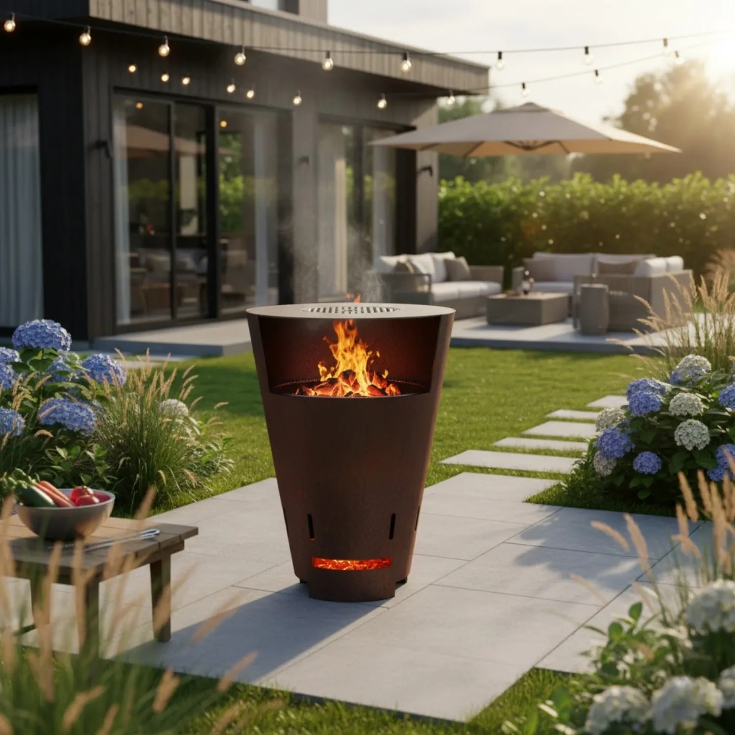 IGRILL Dik Açık Yuvarlak Bahçe Mangalı