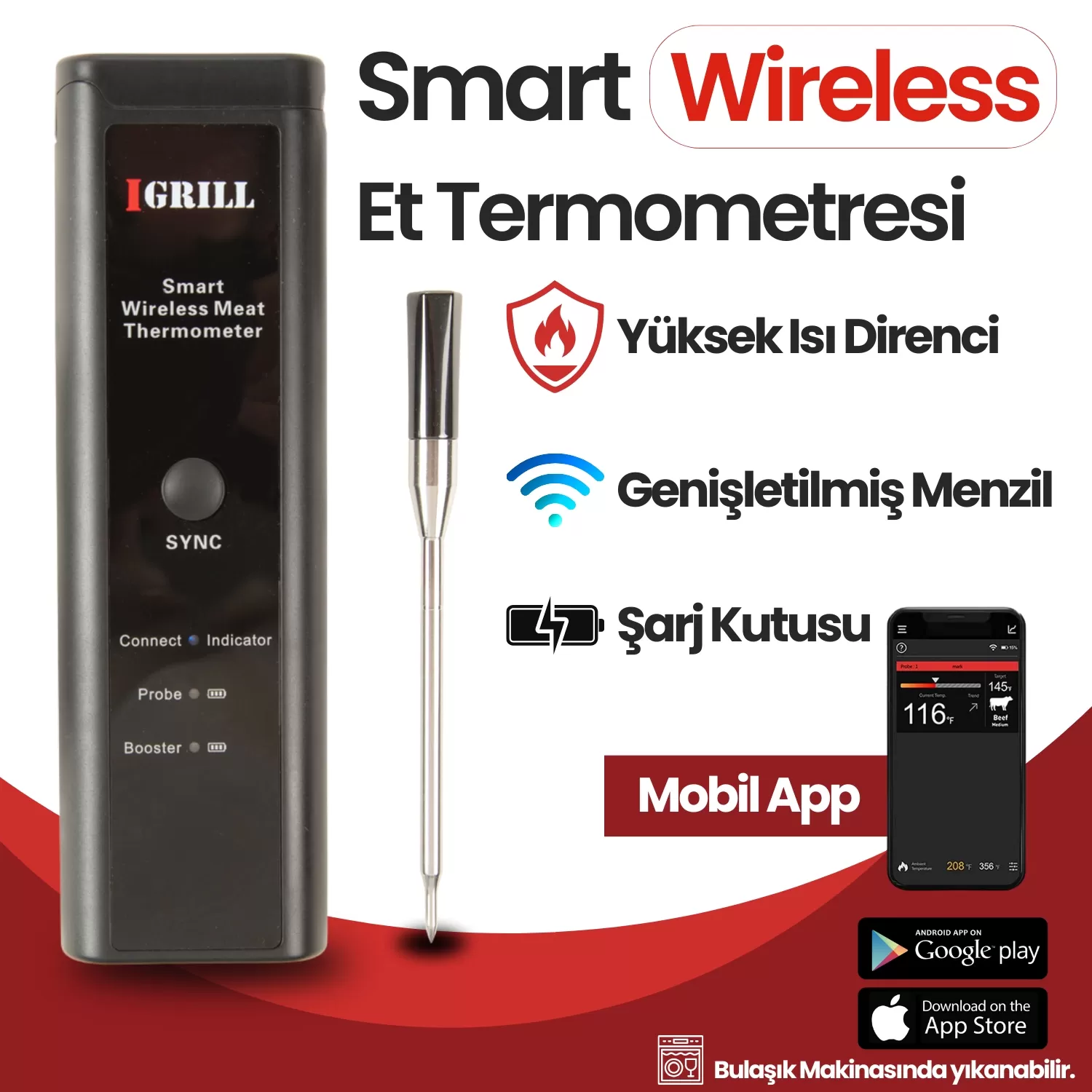 IGRILL Meat Thermometer Smart Wireless BBQ Temperature Gauge