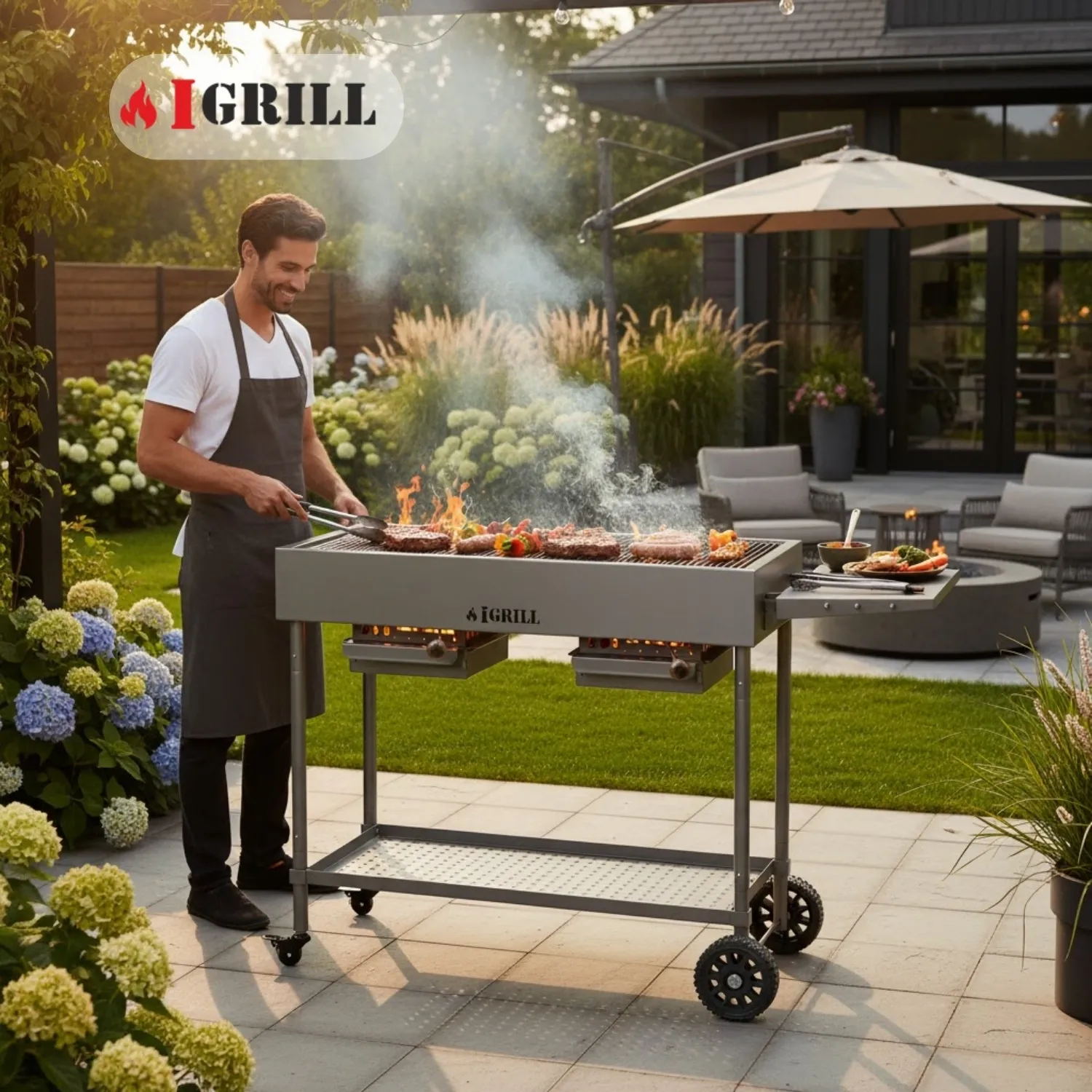IGRILL Profesyonel Açık Mangal - Taşınabilir Tekerlekli, Sehpalı ve Isıya Dayanıklı