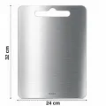 IGRILL Et Kesme Tahtası 304 Paslanmaz Çelik 32x24cm - Hijyenik Çift Taraflı Mutfak Tezgah Üstü Kesim Panosu