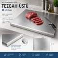 IGRILL Tezgah Üstü Kesme Tahtası 304 Paslanmaz Çelik 60x53cm Et Doğrama ve Mutfak Hazırlık Panosu
