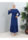 Lara Kuşaklı Elbise İndigo