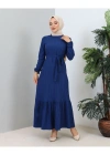 Lara Kuşaklı Elbise İndigo