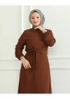 Lara Kuşaklı Elbise Kahve