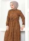 Çıtır Desen Düğmeli Elbise