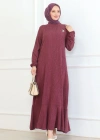 Broş Detaylı Karin Elbise Bordo