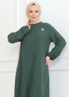 Broş Detaylı Karin Elbise yeşil