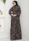 Fırça Desen Yarım Düğmeli Elbise siyah