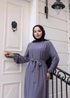 Lara Kuşaklı Elbise Gri