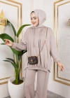 Modal Kumaş Bej Oversize İkili Takım