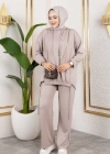 Modal Kumaş Bej Oversize İkili Takım