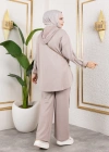 Modal Kumaş Bej Oversize İkili Takım