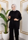 Modal Kumaş Siyah Oversize İkili Takım