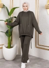 Modal Kumaş Haki Oversize İkili Takım