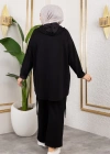 Modal Kumaş Siyah Oversize İkili Takım