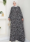 Önü Lastikli Büyük Beden Viskon Anne Elbisesi siyah